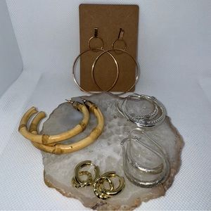 Bundle of 5 fashion hoops earrings